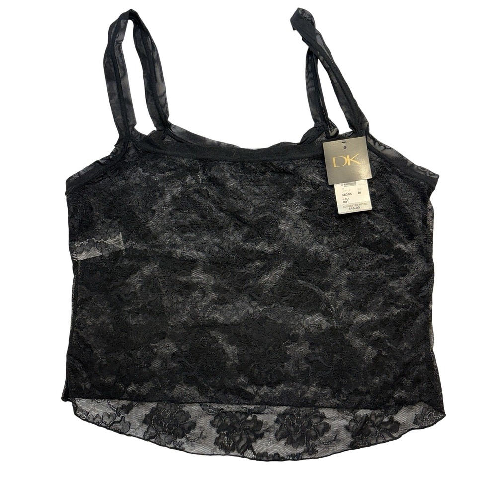 VTG Donna Karan Intimates Black Lace Cami Top NWT Medium Y2K Whimsigoth Coquette